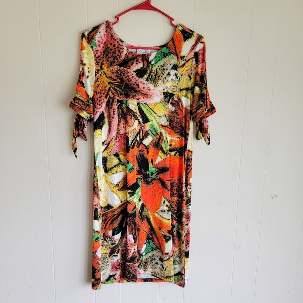 Carmen Marc Valvo Multicolor Floral‎ Sheath Dress